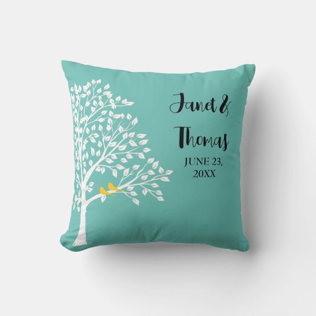 Wedding anniversary love birds cushion (Front)