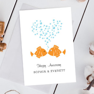 Wedding Anniversary Married Couple Heart Fish Postcard