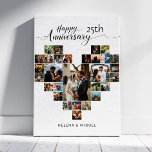 Wedding Anniversary Modern Heart Photo Collage Canvas Print<br><div class="desc">Celebrate your special anniversary with this personalized Heart Photo Collage Canvas Print, designed to showcase up to 29 of your cherished photos in a beautiful heart shape. Each photo slot can be easily customized with your own photos, creating a meaningful keepsake that tells your unique love story. Elegant calligraphy script...</div>