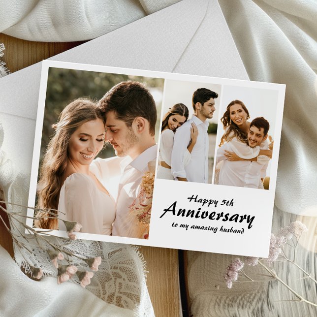 Wedding Anniversary Modern Photo Card (Capture cherished memories and express heartfelt love in one beautifully crafted card.)