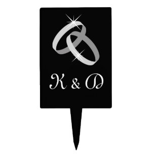 Wedding anniversary monogram cake topper picks
