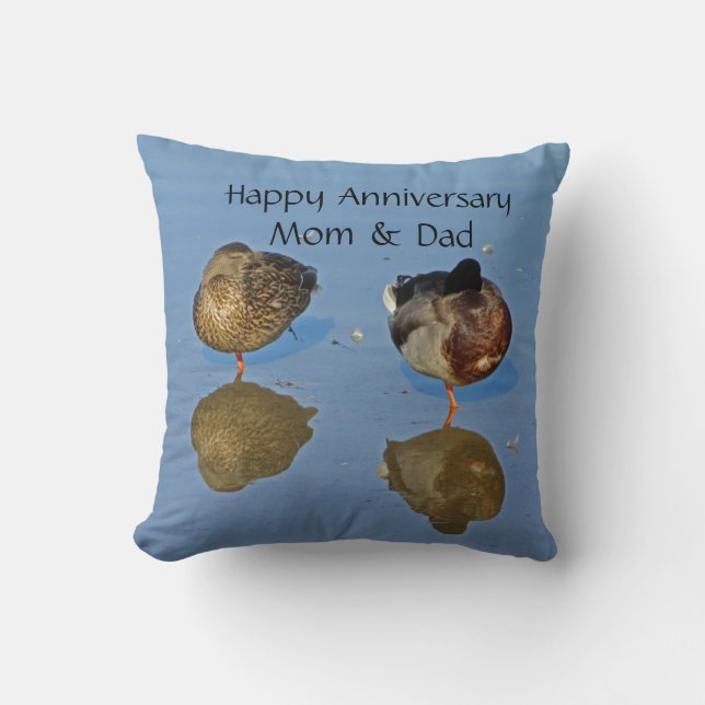 Wedding Anniversary Mr and Mrs Mallard Duck  Cushion (Front)