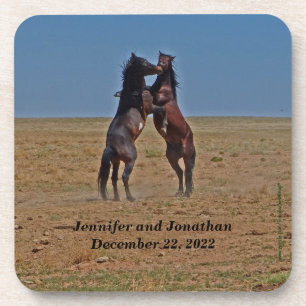 Wedding Anniversary Name Dancing Horses Coasters