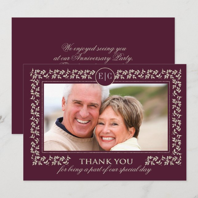 Wedding Anniversary Party | Custom Photo Thank You Card (Front/Back)