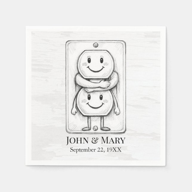 Wedding Anniversary Party Electrical Socket  Napkin (Front)