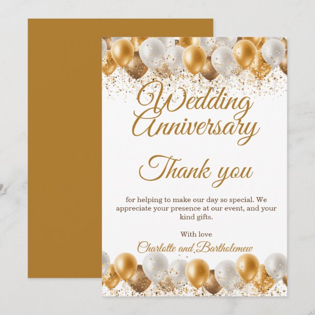 Wedding Anniversary Party Thank You Card (Front/Back)