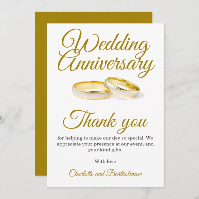 Wedding Anniversary Party Thank You Card (Front/Back)