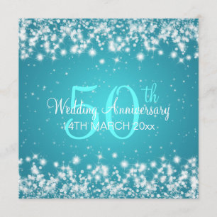 Wedding Anniversary Party Winter Sparkle Blue Invitation