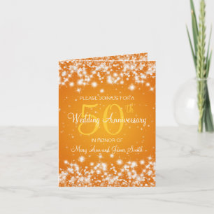 Wedding Anniversary Party Winter Sparkle Orange Invitation