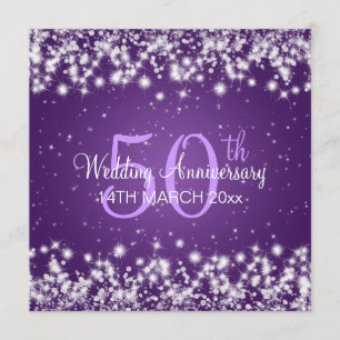 Wedding Anniversary Party Winter Sparkle Purple Invitation