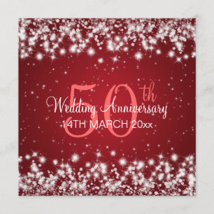 Wedding Anniversary Party Winter Sparkle Red Invitation