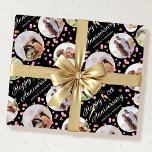 Wedding Anniversary Photo Collage Elegant Pink Wrapping Paper<br><div class="desc">Celebrate a golden wedding anniversary in style with a custom photo gift wrap! This elegant design features 5 circle-shaped photos, surrounded by confetti, hearts and champagne glasses to toast the occasion. Personalise the template with the wedding anniversary year and the names of the couple—perfect for milestone anniversaries, including 1st, 5th,...</div>