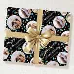 Wedding Anniversary Photo Collage Elegant Teal Wrapping Paper<br><div class="desc">Celebrate a golden wedding anniversary in style with a custom photo gift wrap! This elegant design features 5 circle-shaped photos, surrounded by confetti, hearts and champagne glasses to toast the occasion. Personalise the template with the wedding anniversary year and the names of the couple—perfect for milestone anniversaries, including 1st, 5th,...</div>