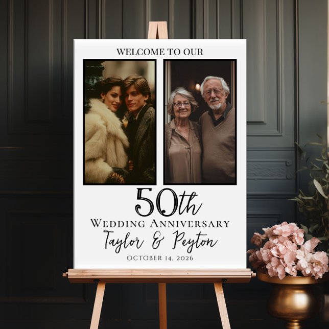 Wedding anniversary photo collage welcome poster (Creator Uploaded)