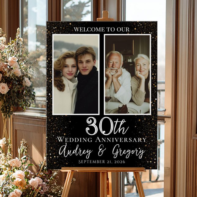 Wedding anniversary photo collage welcome poster (Creator Uploaded)