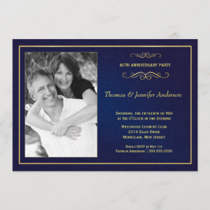 Wedding Anniversary Photo Invitations - 40th