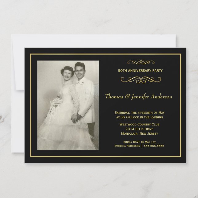 Wedding Anniversary Photo Invitations - 50th (Front)