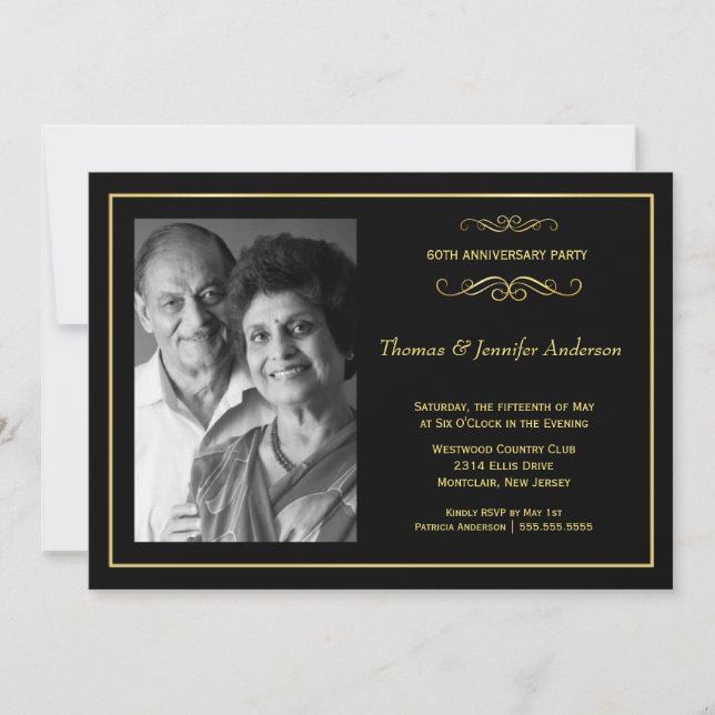 Wedding Anniversary Photo Invitations - 60th (Front)