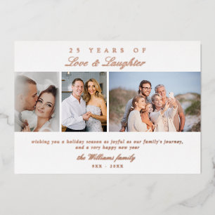 Wedding Anniversary Photo Story Elegant Monogram Foil Holiday Card