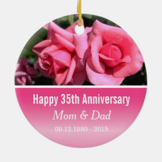 Wedding anniversary pink rose flower ceramic tree decoration