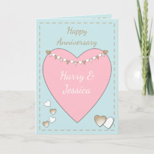 Wedding Anniversary pink shabby chic greeting Card