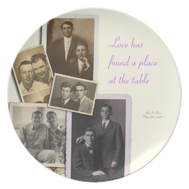 Wedding Anniversary plate with vintage portraits (Front)