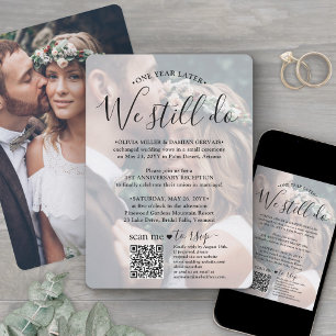 Wedding Anniversary QR Code RSVP We Still Do Photo Invitation