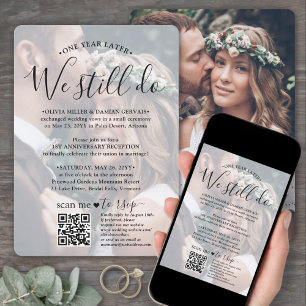 Wedding Anniversary QR Code RSVP We Still Do Photo Invitation