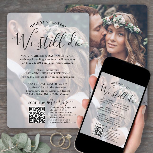 Wedding Anniversary QR Code RSVP We Still Do Photo Invitation (Creator Uploaded)