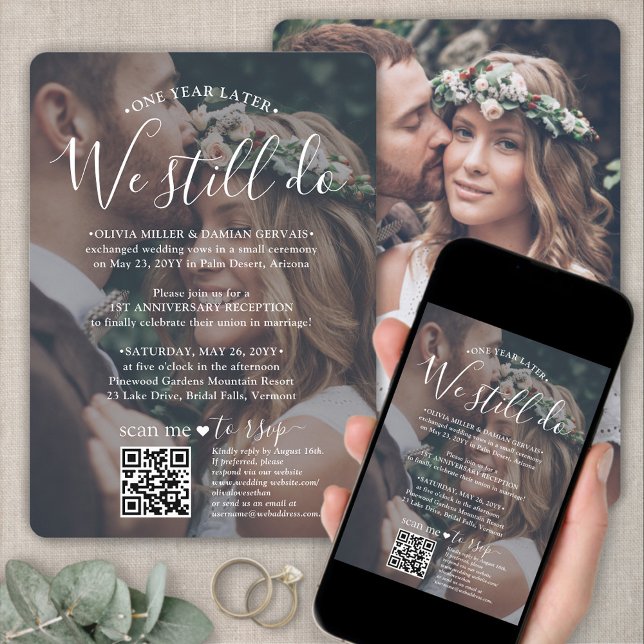 Wedding Anniversary QR RSVP We Still Do 2 Photo Invitation (Creator Uploaded)