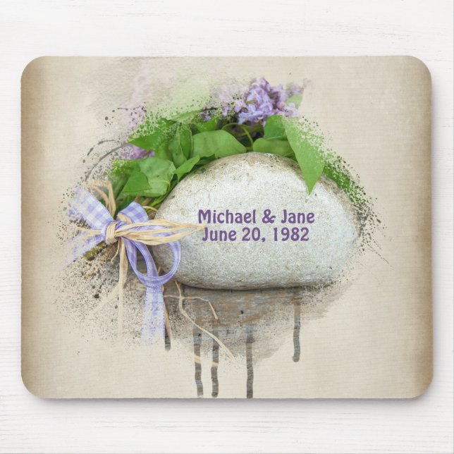 wedding anniversary rock and lilacs mouse mat (Front)