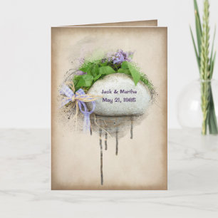 Wedding anniversary rock with couple's names card