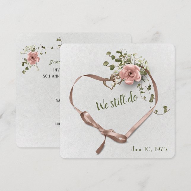 wedding anniversary rose and ivy invite (Front/Back)