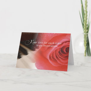 Wedding Anniversary, Rose on Piano Card