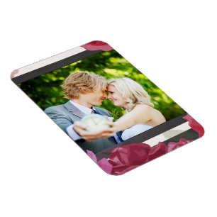 Wedding Anniversary Roses, Stripes, Custom Photo Magnet
