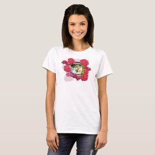 Wedding Anniversary Roses, Stripes, Custom Photo T-Shirt
