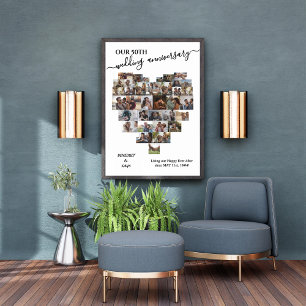 Wedding Anniversary Script Heart 37 Photo Collage  Canvas Print