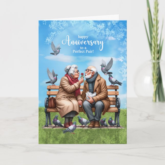 Wedding Anniversary Seniors in the Park in Love Card (Front)