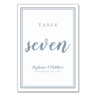 Wedding Anniversary Seven Simple Modern Dusty Blue Table Number