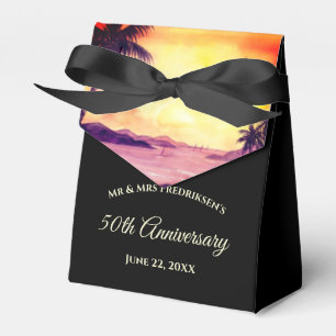 Wedding Anniversary Sunset in Tropics Watercolor Favour Box