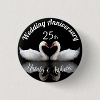 Wedding Anniversary swan couple Black