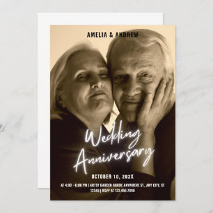 Wedding Anniversary vintage modern photo Invitation