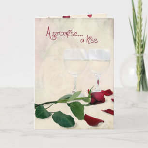 Wedding Anniversary wine and roses Card