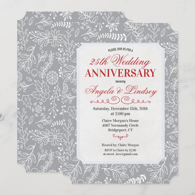 Wedding Anniversary Winter Invitation (Front/Back)