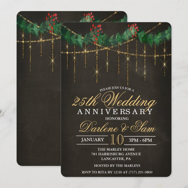 Wedding Anniversary Winter Party Invitation (Front/Back)