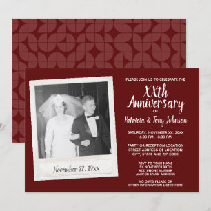 Wedding Anniversary with Vintage Photo - burgundy Invitation