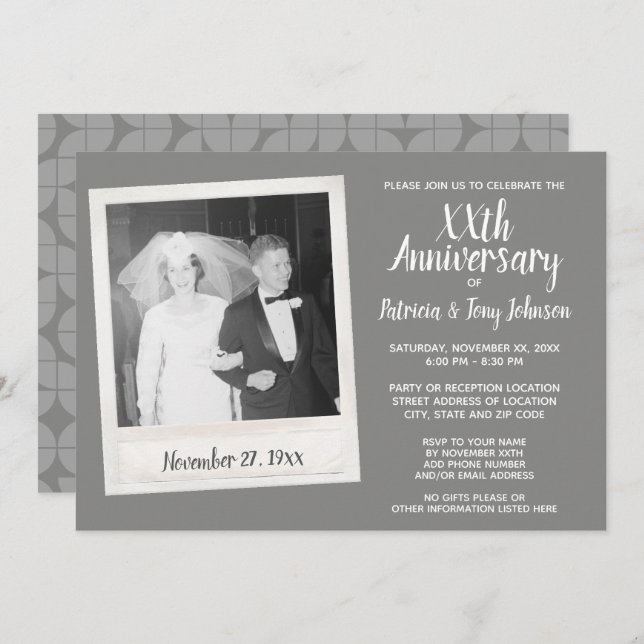 Wedding Anniversary with Vintage Photo Invitation (Front/Back)