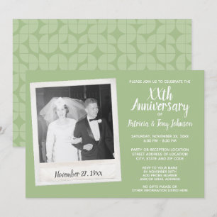 Wedding Anniversary with Vintage Photo - sage Invitation