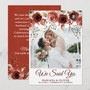Wedding Announcement Autumn Mix Watercolor Floral