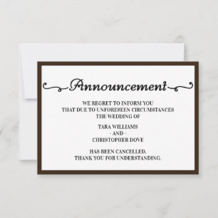 Wedding Announcement Cancellation Cards